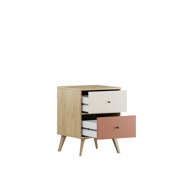Hanah Home Mesita de Noche Tkm-920-Fx-1 con 2 Cajones - 44x61x44 cm